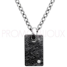 Collier Jourdan Homme - Acier, Ardoise & Diamant