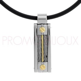 Collier Jourdan Homme - Pendentif Acier & Or 750