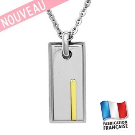 Collier Jourdan Homme - Pendentif Acier & Or 750