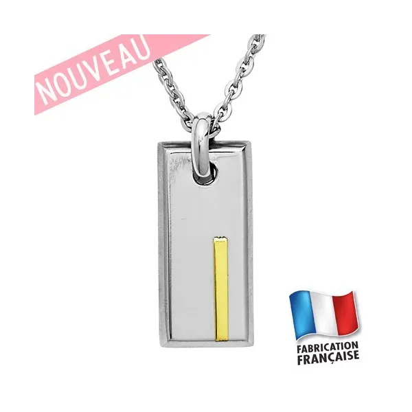 Collier Jourdan Homme - Pendentif Acier & Or 750