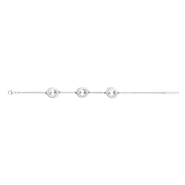 Bracelet Argent, anneaux Ceramique blanche et Oxydes de Zirconium