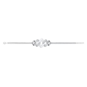 Bracelet Argent, céramique blanche Maille Losange et Oxydes de Zirconium