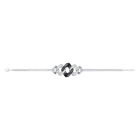 Bracelet Argent, céramique Noire Maille Losange et Oxydes de Zirconium
