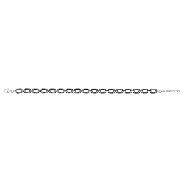 Bracelet Argent et Céramique Ovale Noire - 1-32-0022N || Promo Bijoux Pas Cher ||