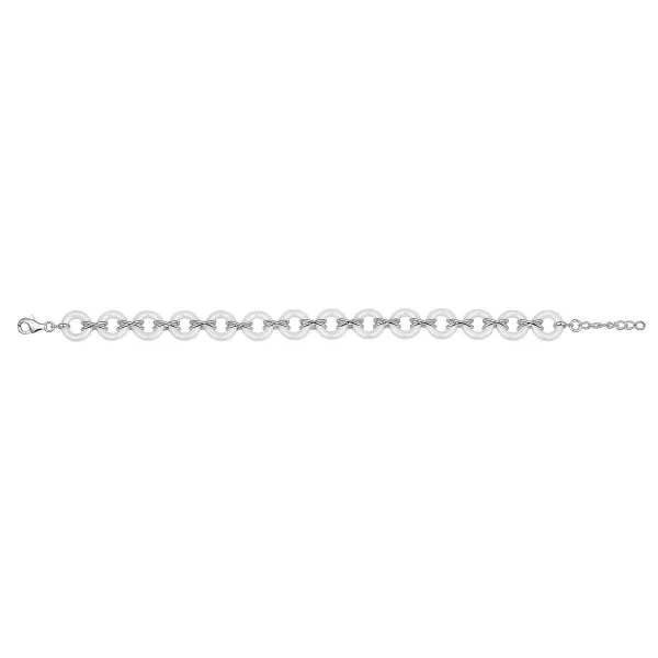 Bracelet Argent et Anneaux Céramique Blanche - 1-32-0024B || Promo Bijoux Pas Cher ||