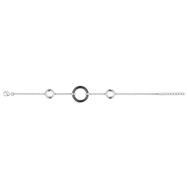 Bracelet Argent et Anneau Ceramique Noire - 1-32-0025N || Promo Bijoux Pas Cher ||