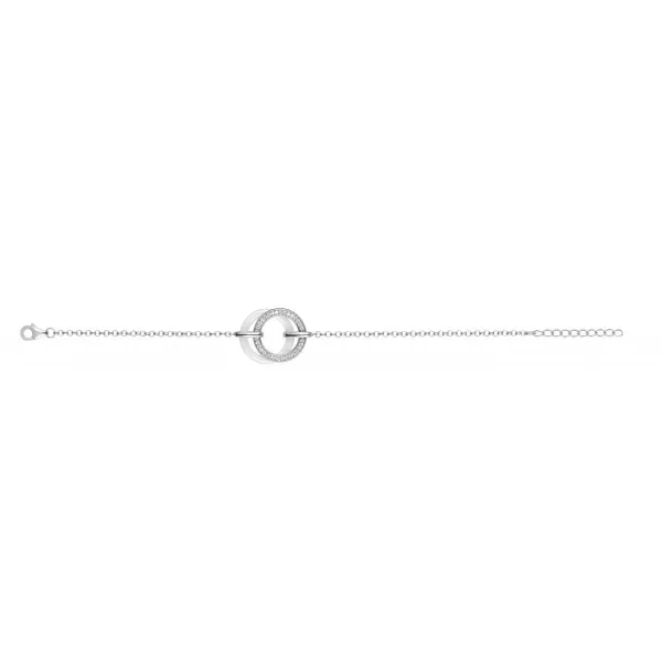 Bracelet argent, anneaux céramique blanche et zirconium - 1-32-0030.B Promo Bijoux Pas Cher