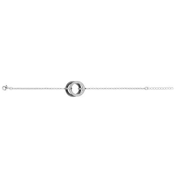 Bracelet argent, anneaux céramique noire et zirconium - 1-32-0030.N Promo Bijoux Pas Cher