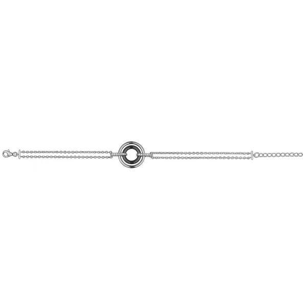 Bracelet Argent, cercle céramique Noire et Oxydes de Zirconium