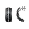 Demi-créoles argent Ceramique Noire et Zirconium - 1-42-0004.N || Promo bijoux Pas Cher ||