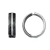 créoles argent ronde Ceramique Noire et Zirconium - 1-42-0009.N || Promo bijoux Pas Cher ||