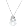 Collier Argent, Ceramique blanche Maille Losange Zirconium - 1-52-0004B || Promo Bijoux Pas Cher ||