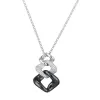 Collier Argent, Ceramique noire Maille Losange et Zirconium - 1-52-0004N || Promo Bijoux Pas Cher ||
