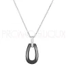 Collier Chaine avec Pendentif Céramique noire et Argent - 1-52-0005N || Promo Bijoux Pas Cher ||