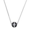 Collier Argent, Boule Ceramique Noire Lisse, Rail Zirconium - 1-52-0009N || Promo Bijoux Pas Cher ||