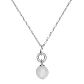 Collier Argent, Boule Ceramique Blanche facettée Zirconium - 1-52-0013B|| Promo Bijoux Pas Cher ||