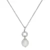 Collier Argent, Boule Ceramique Blanche facettée Zirconium - 1-52-0013B|| Promo Bijoux Pas Cher ||