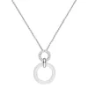 Collier Argent, Anneau Ceramique blanche Lisse et Zirconium - 1-52-0014B || Promo Bijoux Pas Cher ||