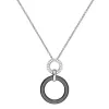 Collier Argent, Anneau Ceramique noire Lisse et Zirconium - 1-52-0014N || Promo Bijoux Pas Cher ||