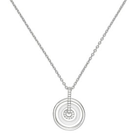 Collier Argent, Cercle Ceramique blanche et Zirconium - 1-52-0015B || Promo Bijoux Pas Cher ||