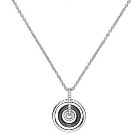 Collier Argent, Cercle Ceramique noire et Zirconium - 1-52-0015N || Promo Bijoux Pas Cher ||