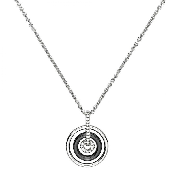 Collier Argent, Cercle Ceramique Noire et oxydes de zirconium