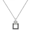 Collier Argent, carré Céramique noire et Zirconium - 1-52-0016N || Promo Bijoux Pas Cher ||