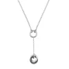 Collier Argent, anneau Ceramique Noire et Zirconium - 1-72-0002N || Promo Bijoux Pas Cher ||