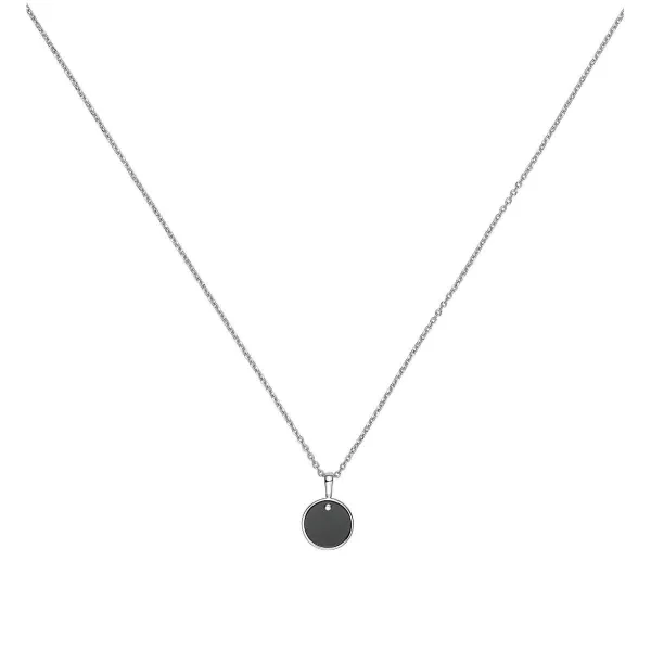 Collier Argent et Pastille Ceramique Noire - 1-72-0013N || Promo Bijoux Pas Cher ||