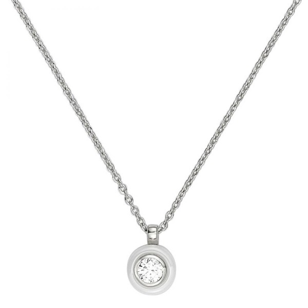 Collier Argent, Cercle Ceramique Blanche et oxydes de zirconium