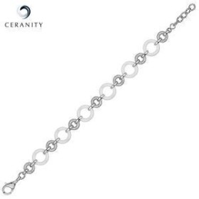 Bracelet Argent, Anneaux alternés Ceramique Blanche et Oxydes de Zirconium