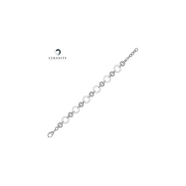 Bracelet Argent, Anneaux alternés Ceramique Blanche et Oxydes de Zirconium