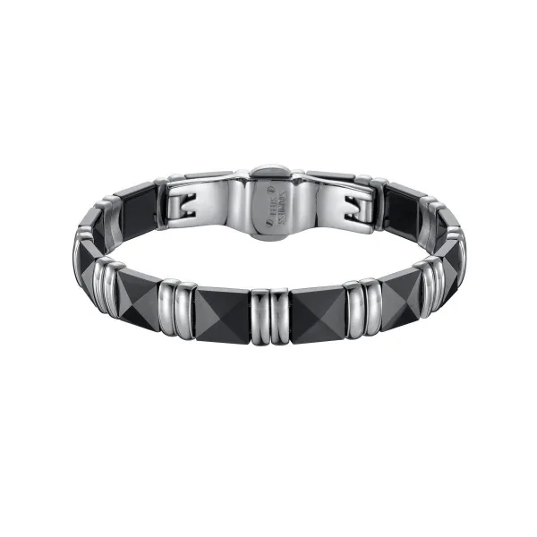 Bracelet ceranity en acier et céramique noire carrée facettée - 903-009N - Promo Bijoux Pas Cher
