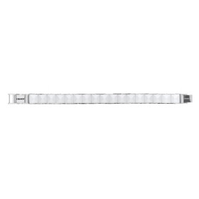 Bracelet Acier et Céramique blanche, Carrée Facettée