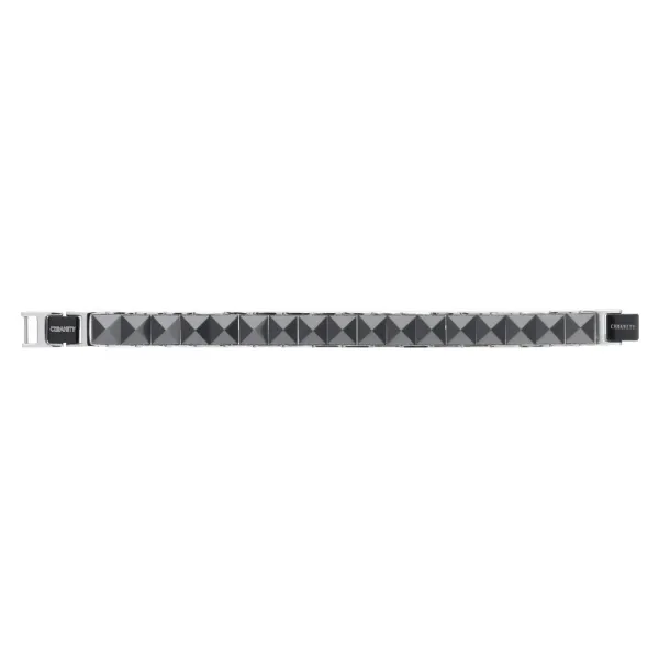 Bracelet ceranity acier et céramique noire carrée facettée - 903-018N - Promo Bijoux Pas Cher