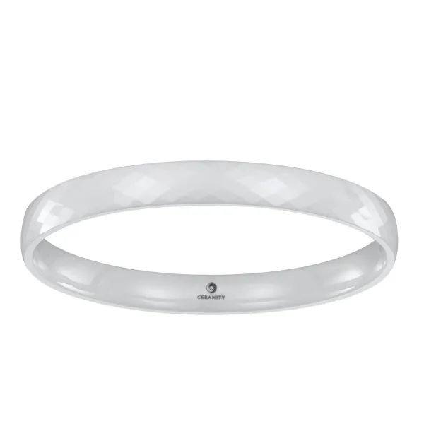 Jonc Céramique blanche facettée - 903-022B/65 - Promo Bijoux Pas Cher