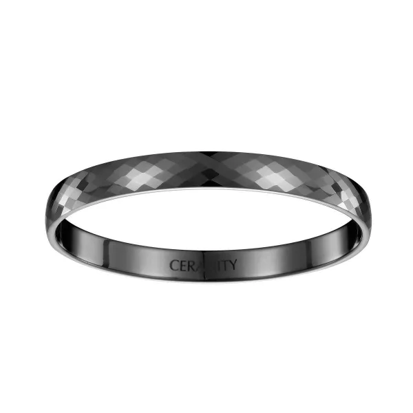 Jonc Céramique noire facettée - 903-022N/65 - Promo Bijoux Pas Cher