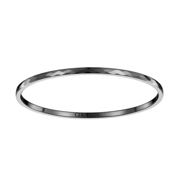 Jonc Céramique noire facettée - 903-023N/65 - Promo Bijoux Pas Cher