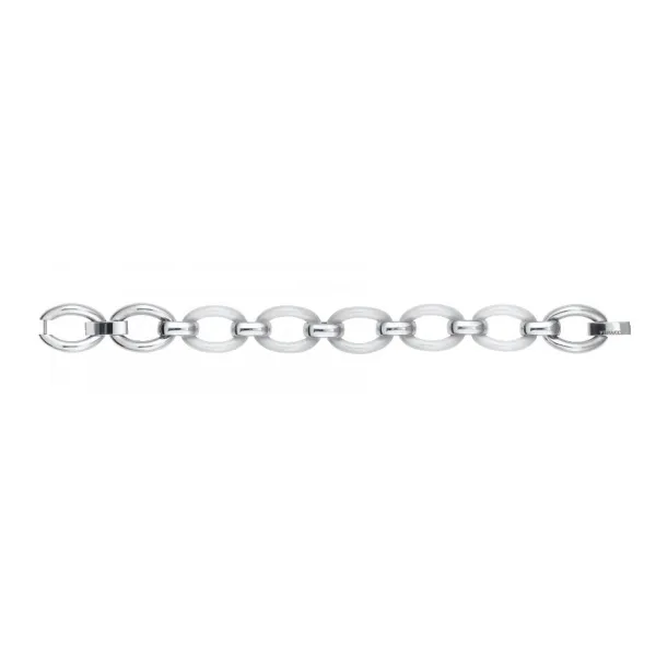 Bracelet Acier Ceramique Ovale Blanche - 903-037B - Promo Bijoux Pas Cher