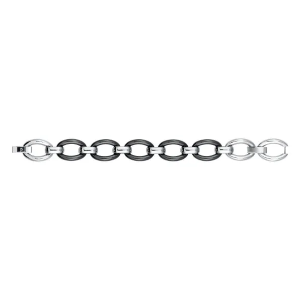 Bracelet Acier Ceramique Ovale Noire - 903-037N - Promo Bijoux Pas Cher