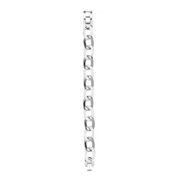 Bracelet Acier Ceramique Blanche Maille Gourmette - 903-049B - Promo Bijoux Pas Cher