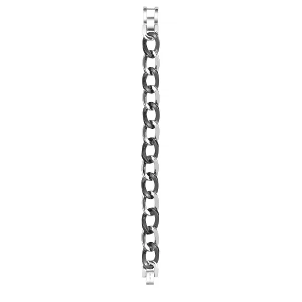 Bracelet Acier Ceramique Noire Maille Gourmette - 903-049N - Promo Bijoux Pas Cher