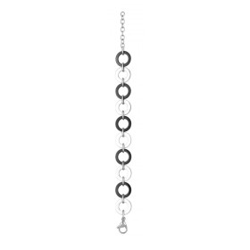 Bracelet Cercles Céramique Noire et Acier Alternés