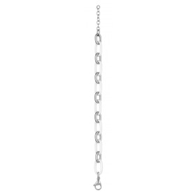 Bracelet Acier et Ovales Céramique Blanche