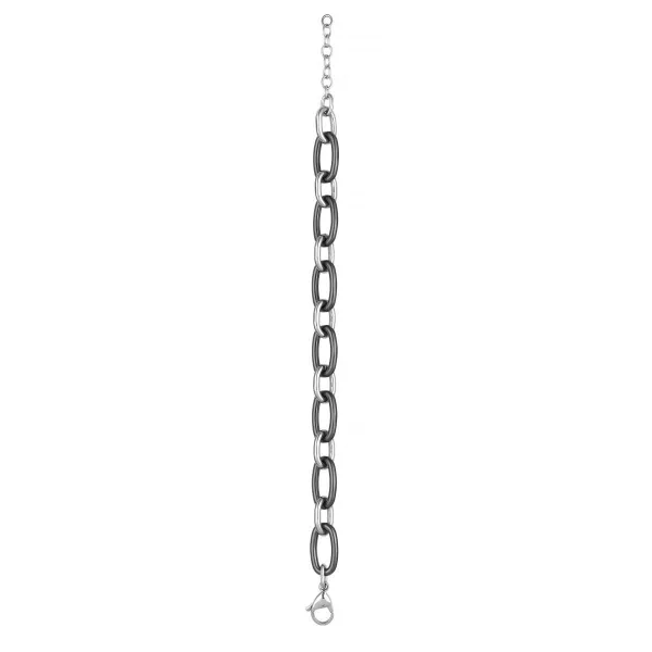 Bracelet Acier et Ovales Céramique Noiree - 903-057N - Promo Bijoux Pas Cher