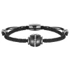 Bracelet Cordon, Tonneau Ceramique Noir Lisse, Cristal Blanc - 903-062N - Promo Bijoux Pas Cher
