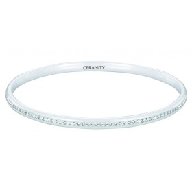 Jonc Céramique blanche Lisse et Cristal Blanc