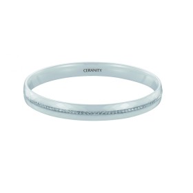 Jonc Céramique blanche Lisse et Cristal Blanc