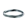 Jonc acier Anneau Céramique noire Lisse et Rail Cristal Blanc - 903-065N - Promo Bijoux Pas Cher