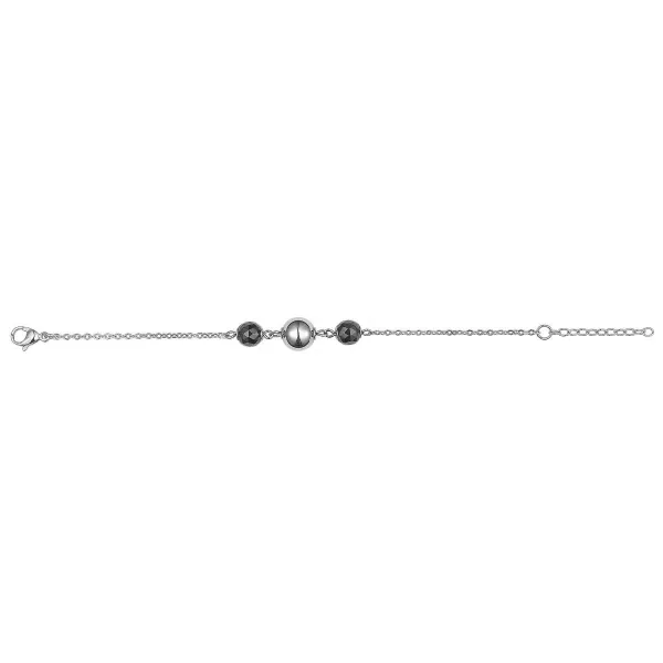 Bracelet ceranity acier et boules Céramique noire facettée - 903-069N - Promo Bijoux Pas Cher